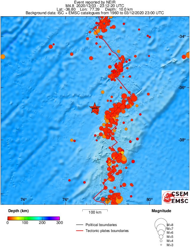 regional depth historical seismicity