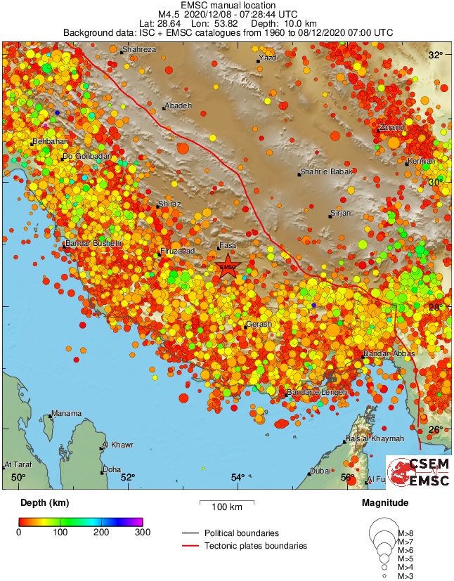 regional depth historical seismicity