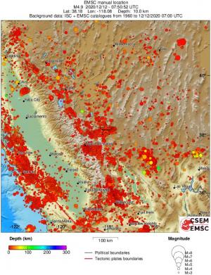 regional depth historical seismicity