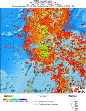 regional depth historical seismicity