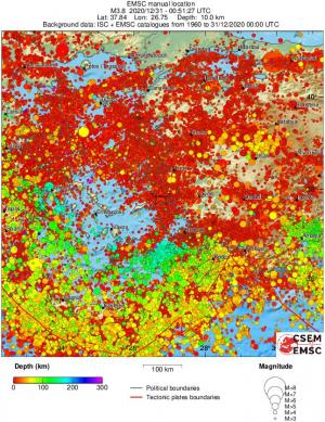regional depth historical seismicity