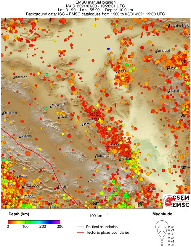 regional depth historical seismicity