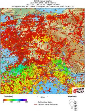 regional depth historical seismicity