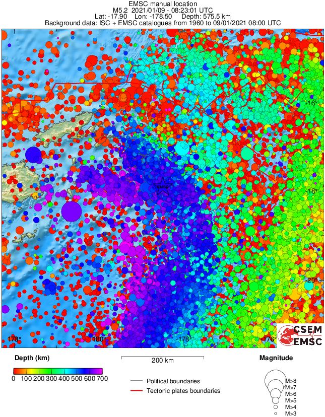 regional depth historical seismicity