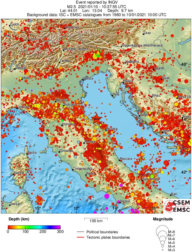 regional depth historical seismicity