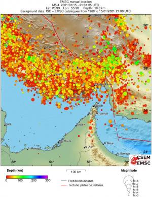 regional depth historical seismicity
