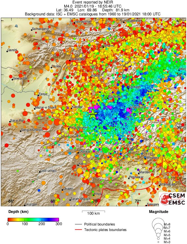 regional depth historical seismicity