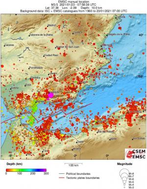 regional depth historical seismicity