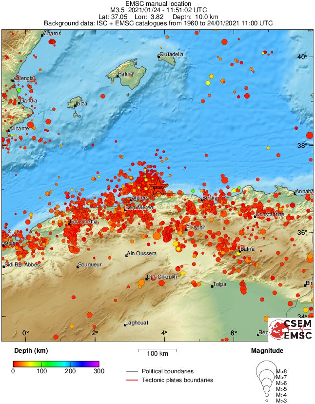regional depth historical seismicity