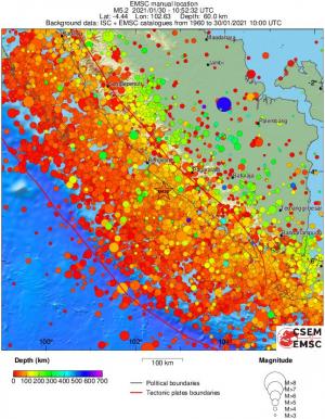 regional depth historical seismicity