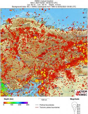 regional depth historical seismicity