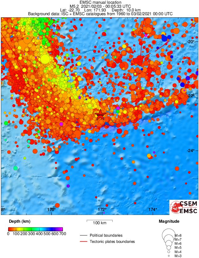 regional depth historical seismicity