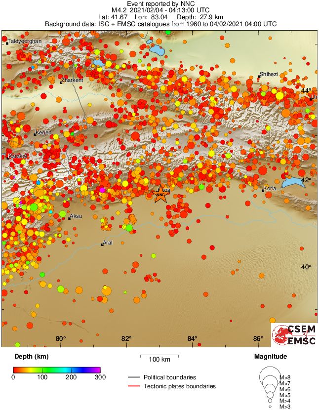 regional depth historical seismicity