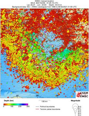 regional depth historical seismicity