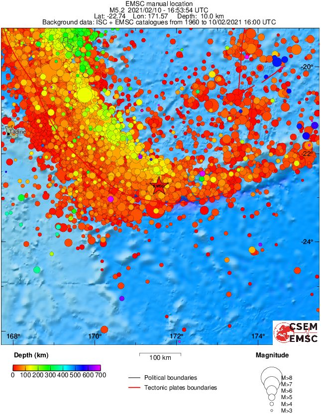 regional depth historical seismicity