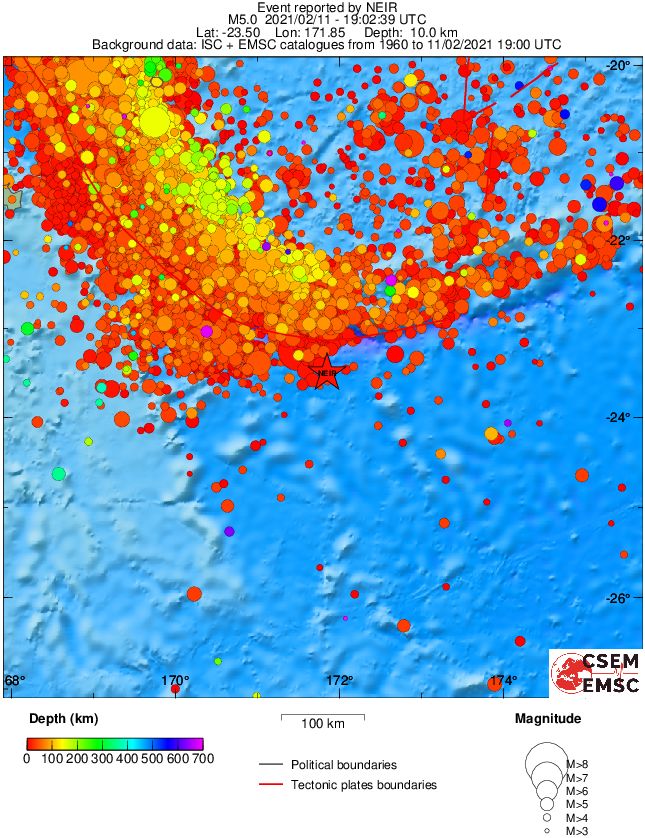 regional depth historical seismicity