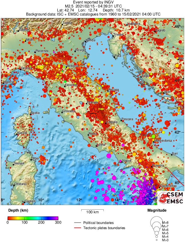 regional depth historical seismicity