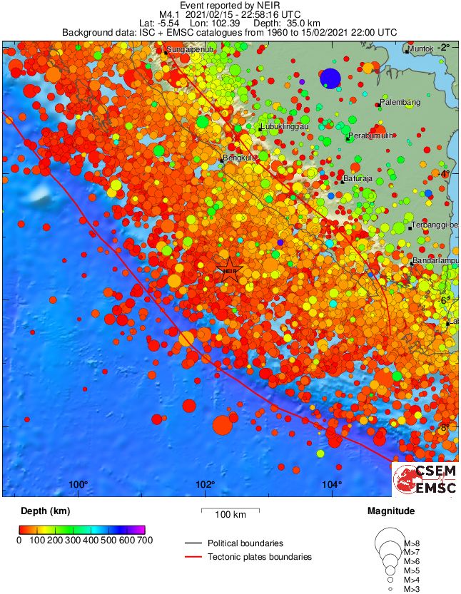 regional depth historical seismicity