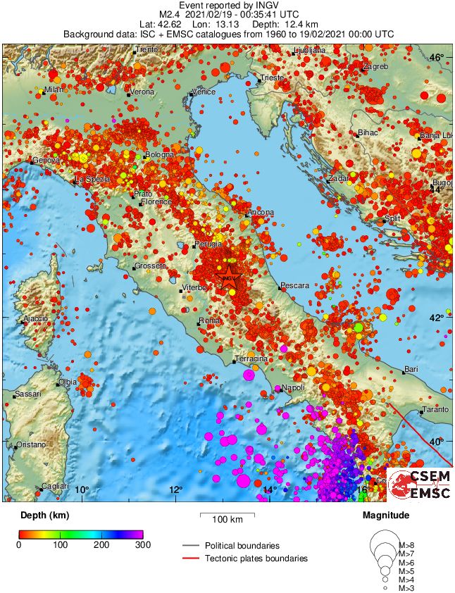 regional depth historical seismicity