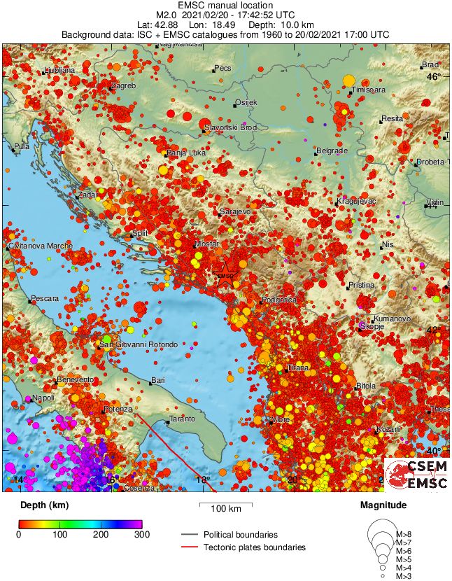 regional depth historical seismicity