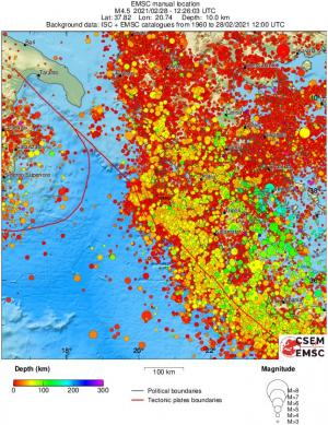 regional depth historical seismicity