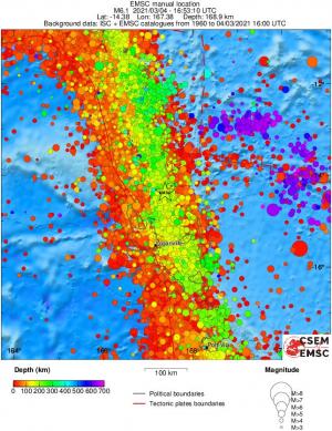 regional depth historical seismicity