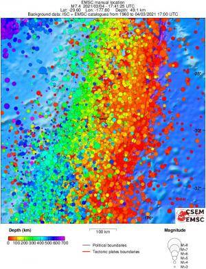 regional depth historical seismicity