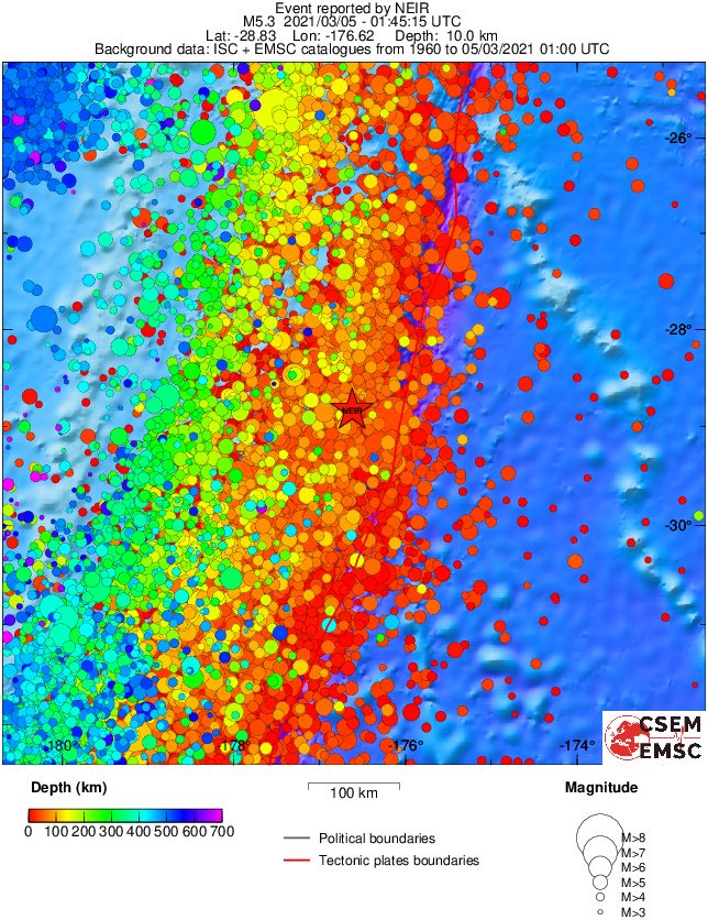 regional depth historical seismicity