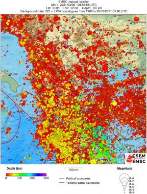 regional depth historical seismicity
