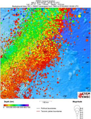regional depth historical seismicity