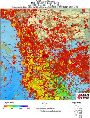 regional depth historical seismicity