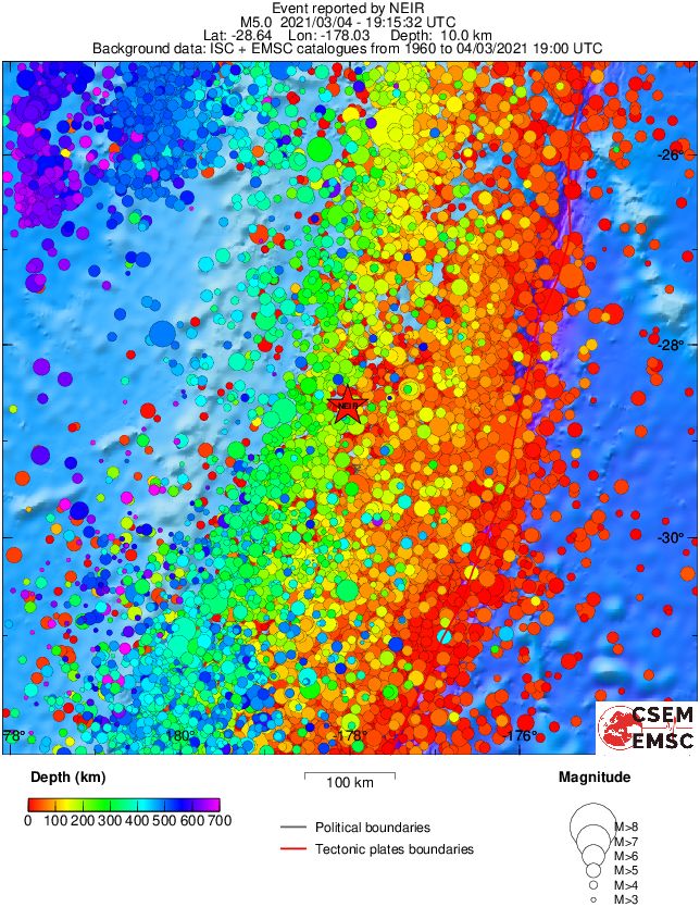 regional depth historical seismicity