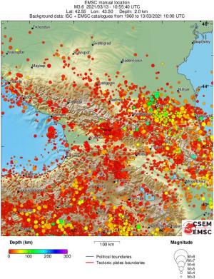 regional depth historical seismicity