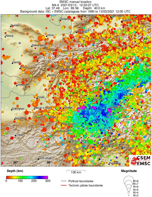 regional depth historical seismicity