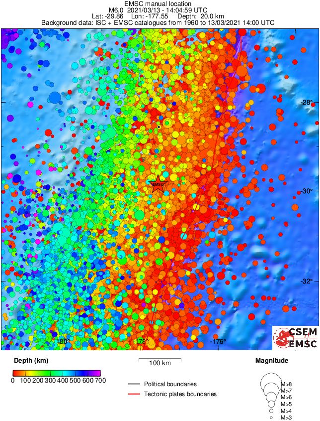 regional depth historical seismicity