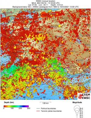 regional depth historical seismicity