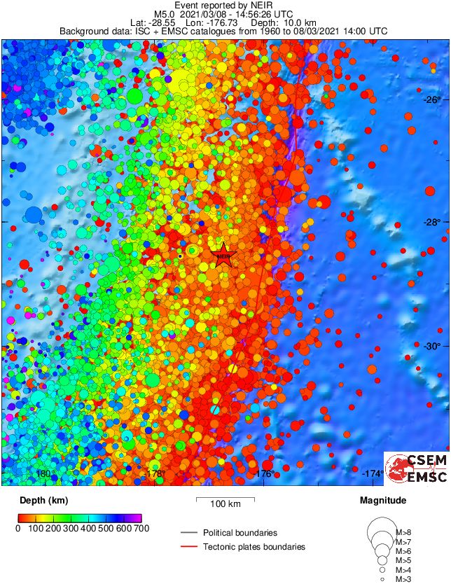 regional depth historical seismicity