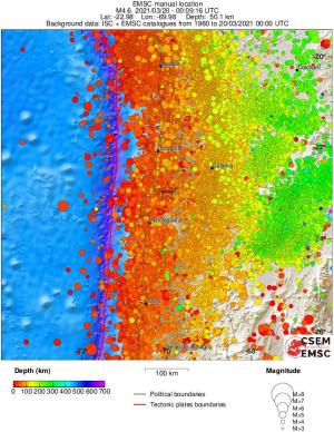 regional depth historical seismicity