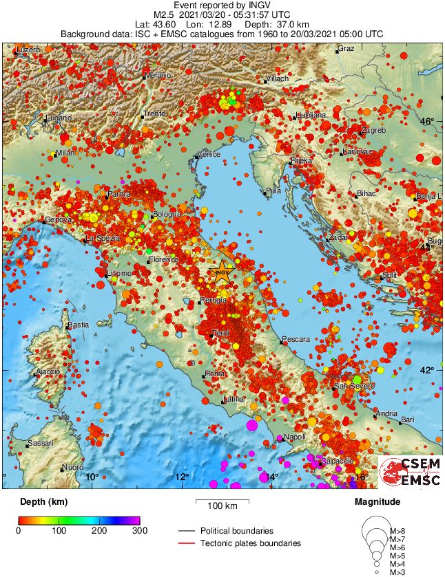 regional depth historical seismicity