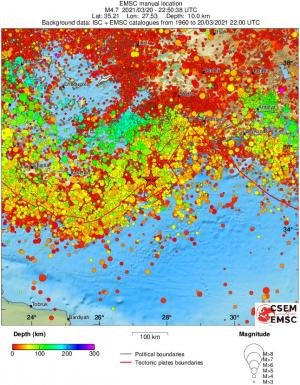 regional depth historical seismicity