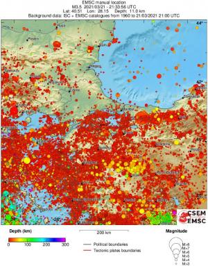 regional depth historical seismicity