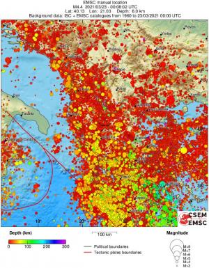 regional depth historical seismicity