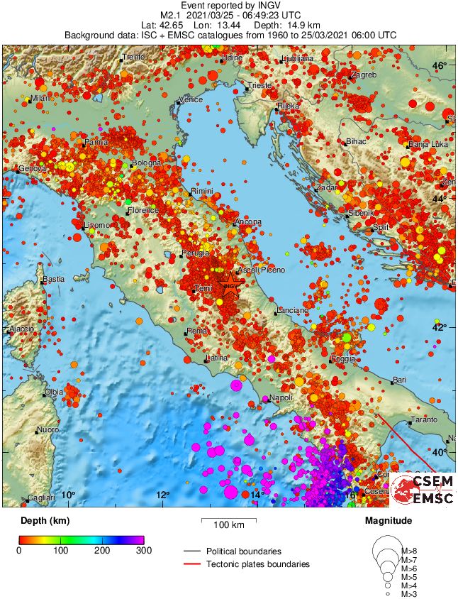 regional depth historical seismicity