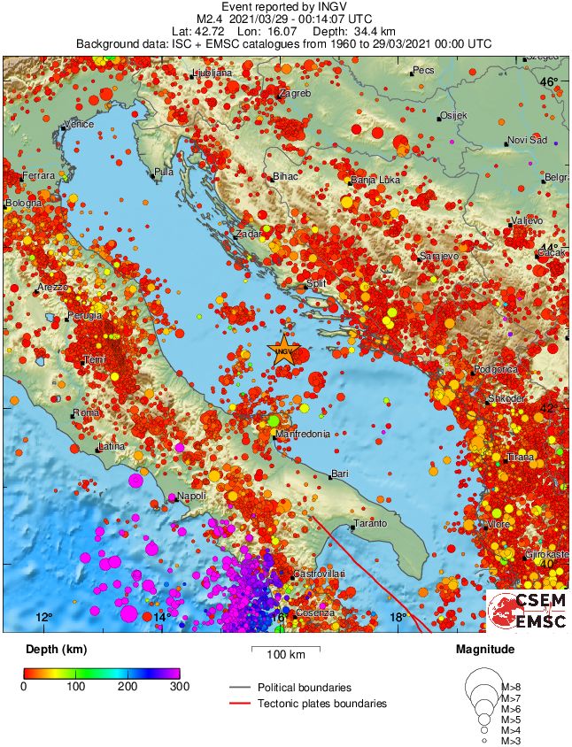 regional depth historical seismicity