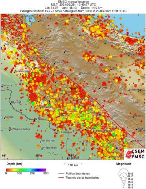 regional depth historical seismicity