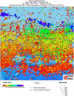 regional depth historical seismicity