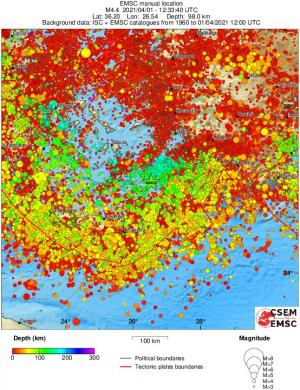 regional depth historical seismicity