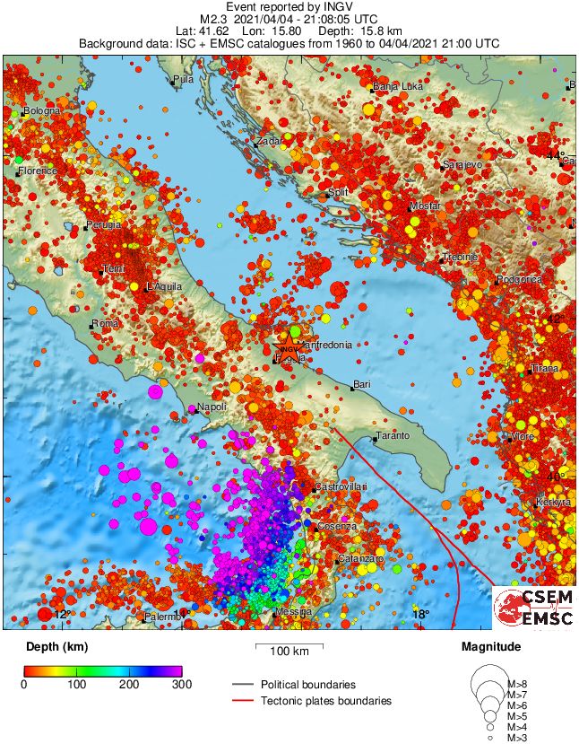 regional depth historical seismicity