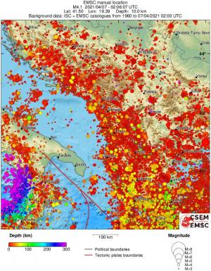 regional depth historical seismicity
