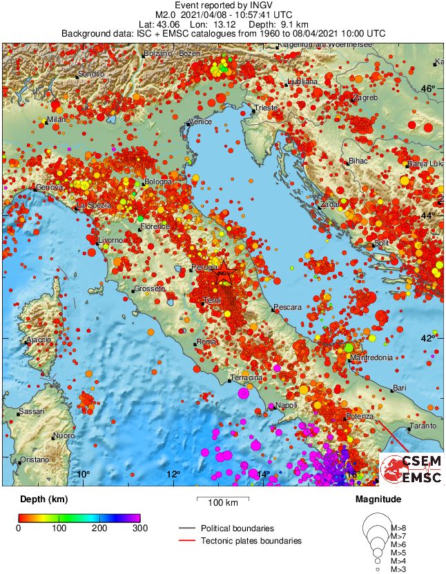 regional depth historical seismicity